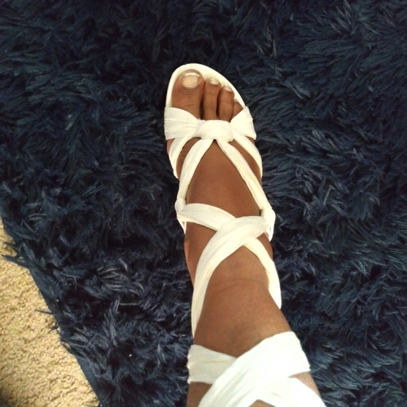 6 1/2 Wedges, White Fabric style Keila-32 - Picture 3 of 5